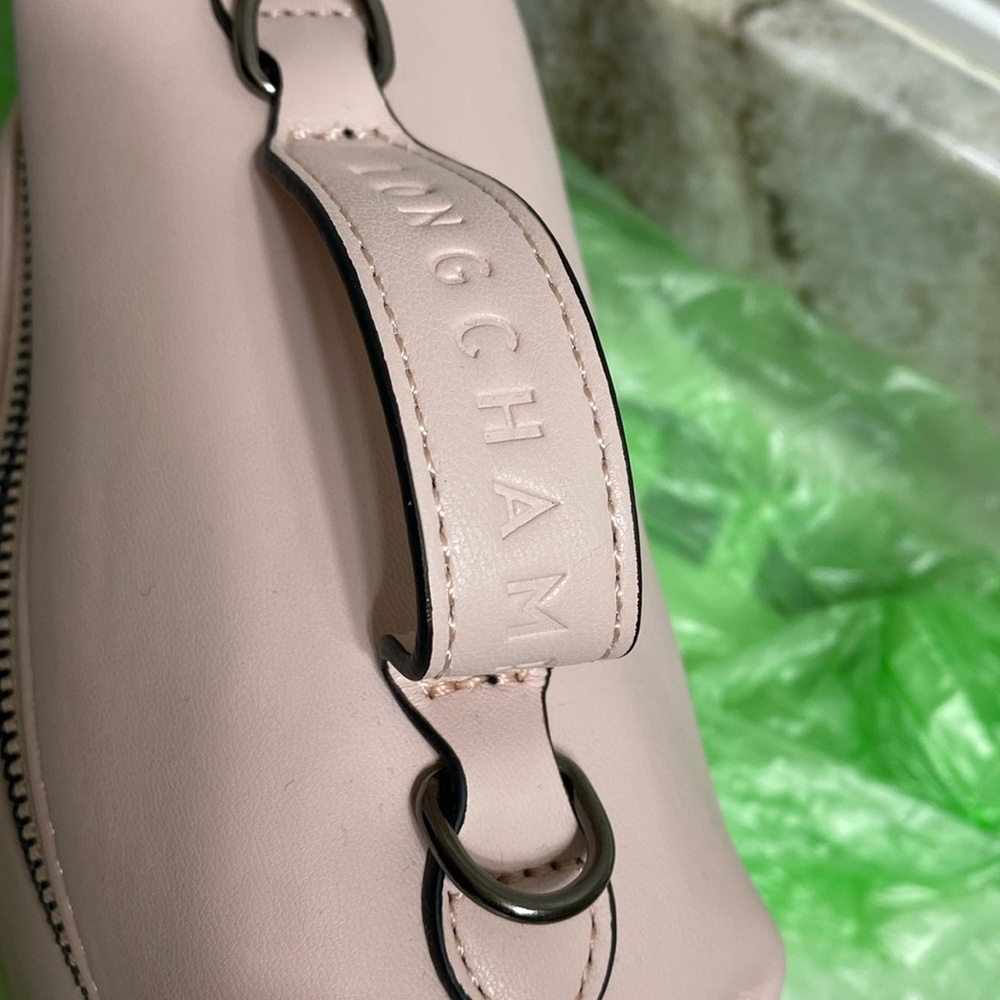 Light Pink Longchamp Le Piliage XS Vanity Case with Strap - Picture 3 of 9